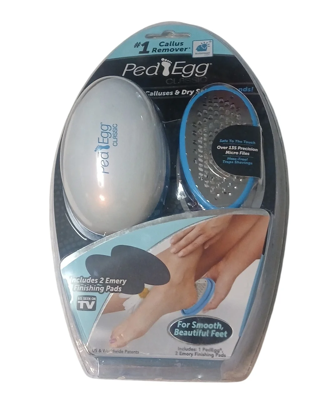 PED EGG Classic Removes Calluses & Dry Skin As Seen on TV w 2 Emery Pads NEW.